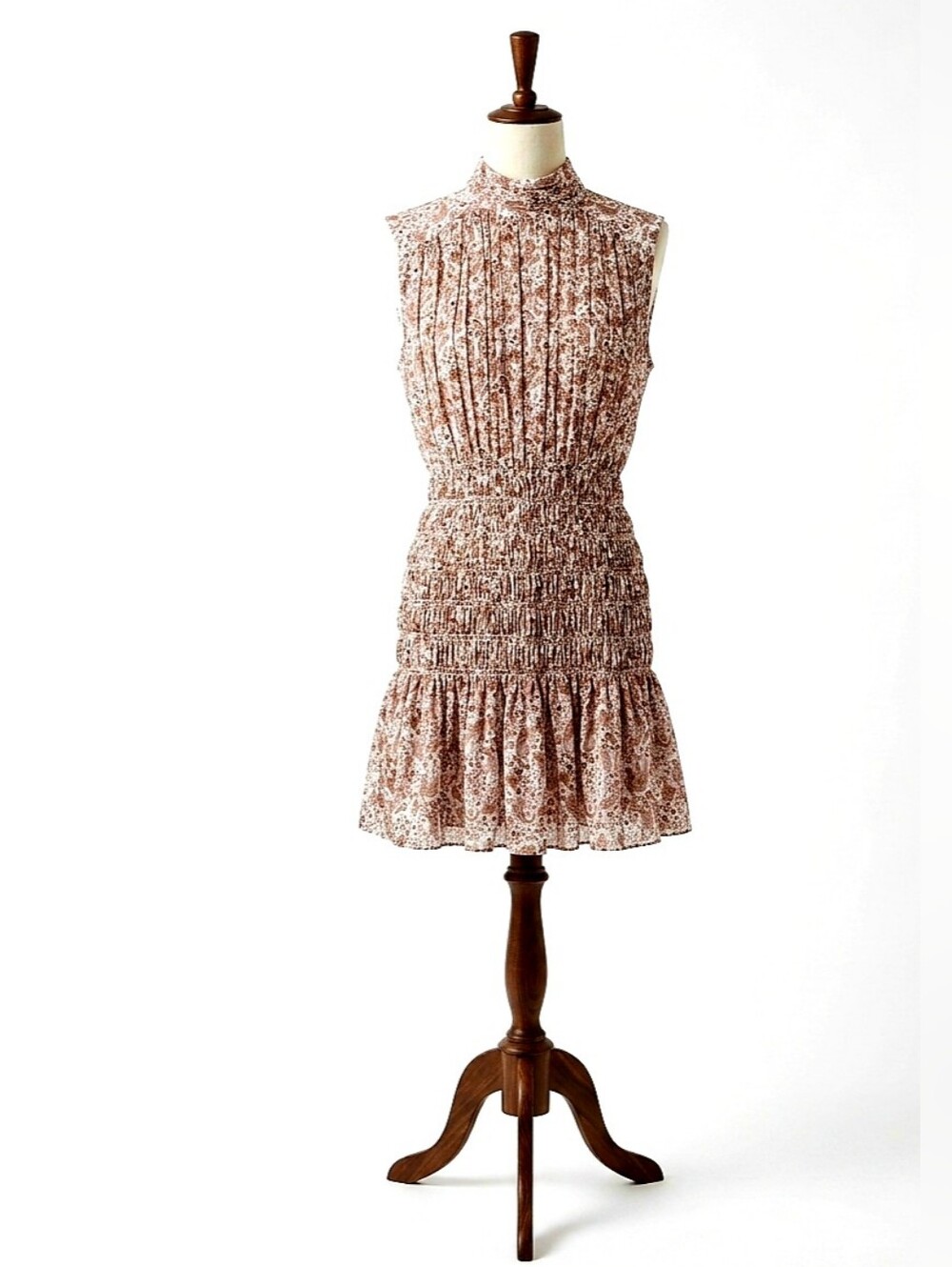 🌟 House of Harlow 1960 Antique Gold Colored Paisley Smocked Mini Dress 🌟